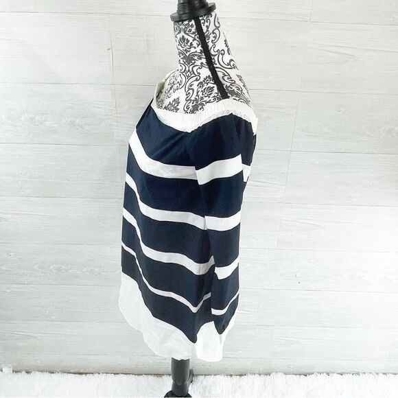 Derek Lam 10 Crosby Off The Poplin Striped Off The Shoulder Tunic Top - Picture 6 of 9